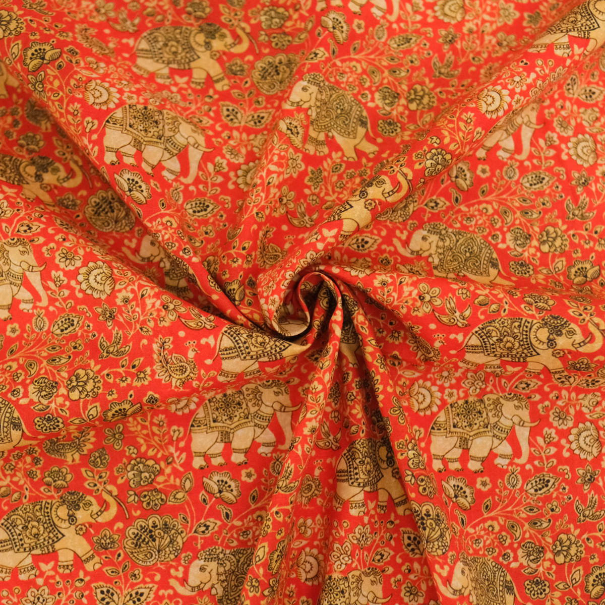 Popeline de Coton Inspiration Indienne Jaipur Eléphant - Maison Klem